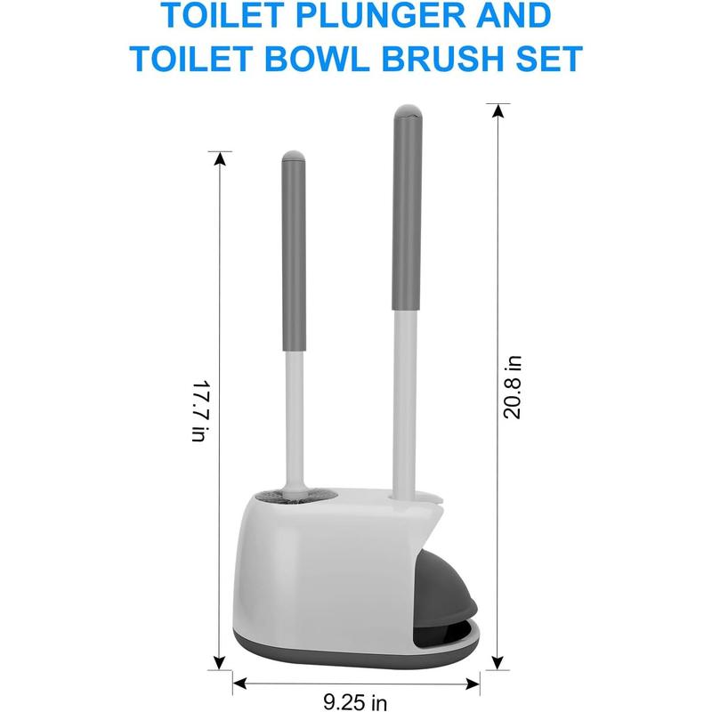 Toilet Brush and Plunger Set, 3 Pack Toilet Plungers for Bathroom Heavy Duty Toilet Bowl Brush and Holder Hidden Toilet Plunger and Brush Set for Deeply Cleaning - White & Grey