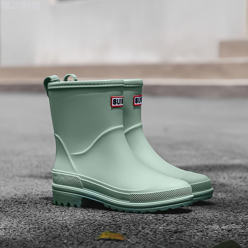 Fashion Solid Color Waterproof And Non-slip Rain Boots, Comfortable Medium Tube Rain Boots, Women's Footwear