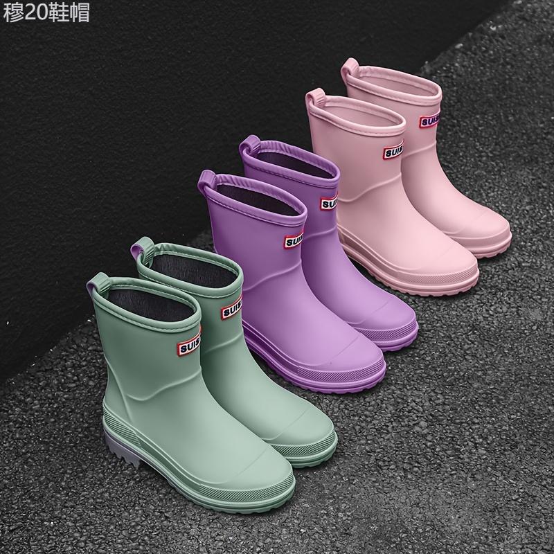 Fashion Solid Color Waterproof And Non-slip Rain Boots, Comfortable Medium Tube Rain Boots, Women's Footwear