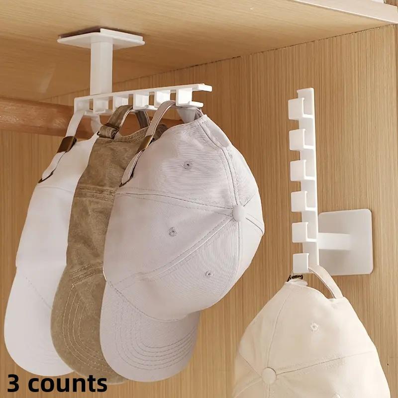 Hat Rack, 3 Counts Space Saving Hat Holder, Door Hook Rack, Plastic Storage Solution for Baseball Caps, Home Storage Hooks