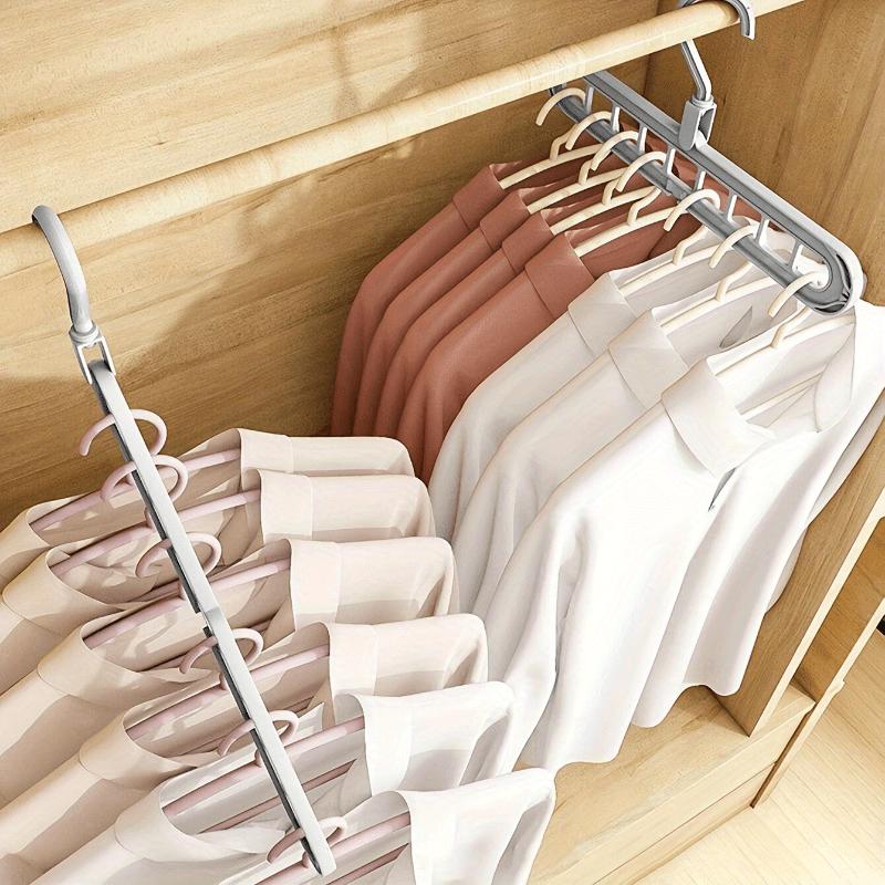 3-Pack Heavy Duty Foldable 9-Hole Space Saver Plastic Hanger Set - Premium Organizer for Closet, Wardrobe, Home & Dorm