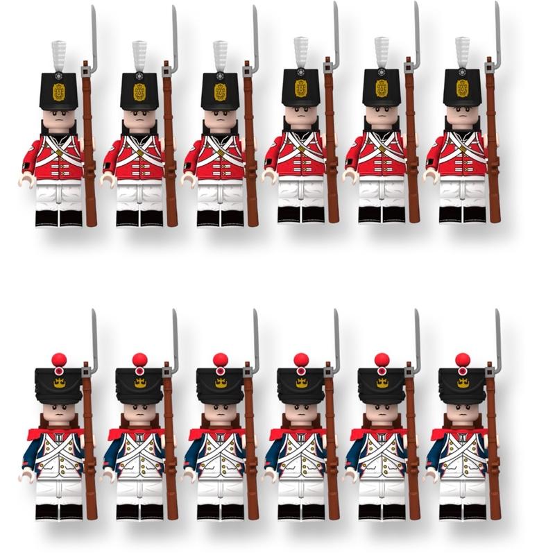 Custom Block Napoleonic War British and French soldiers x12 cake toppers