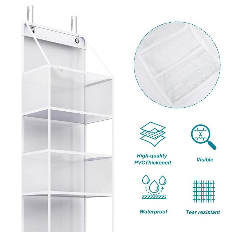 Multi-layer Storage Hanging Bag, 2 Counts Door Back Multi-functional Fabric Hanging Bag, Transparent Visible Multi-functional Bag Storage Bag