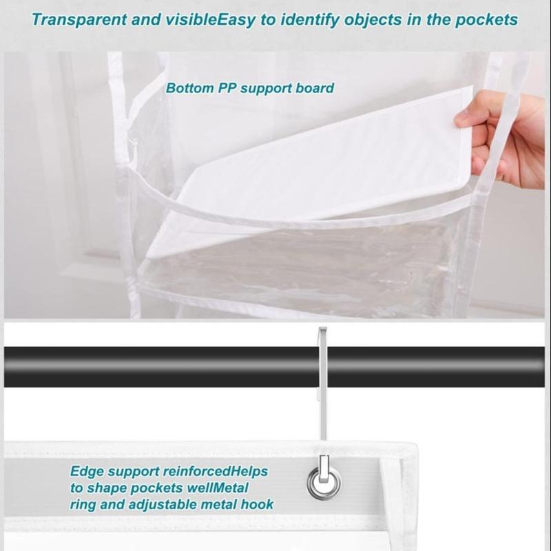 Multi-layer Storage Hanging Bag, 2 Counts Door Back Multi-functional Fabric Hanging Bag, Transparent Visible Multi-functional Bag Storage Bag