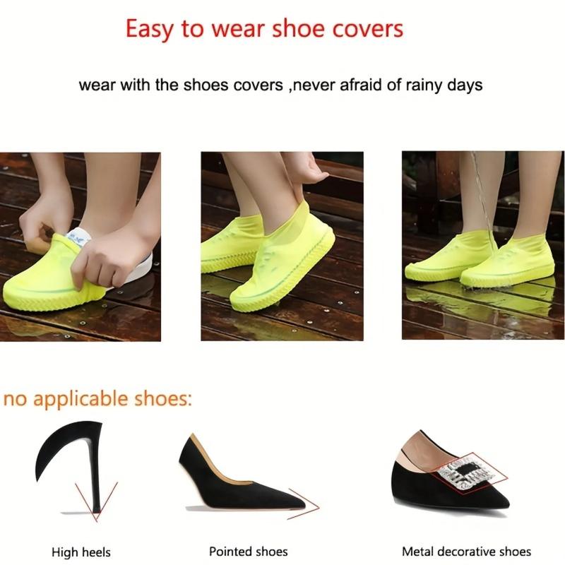 1 Pairs Outdoor Latex Rain Boots Waterproof Shoe Cover Reusable Rain Prevention Multiple Colors Durable Rubber Unisex