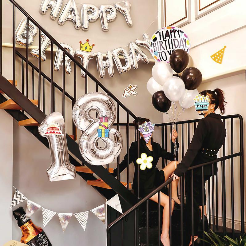 Happy Birthday Letter Balloon Set, 1 Set Letter Birthday Themed Balloon, Party Decor Supplies for Birthday Celebration