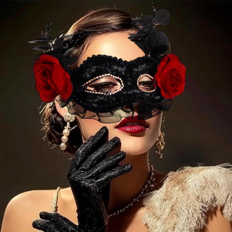 Black flower mask lace masquerade mask, prom party, suitable for women