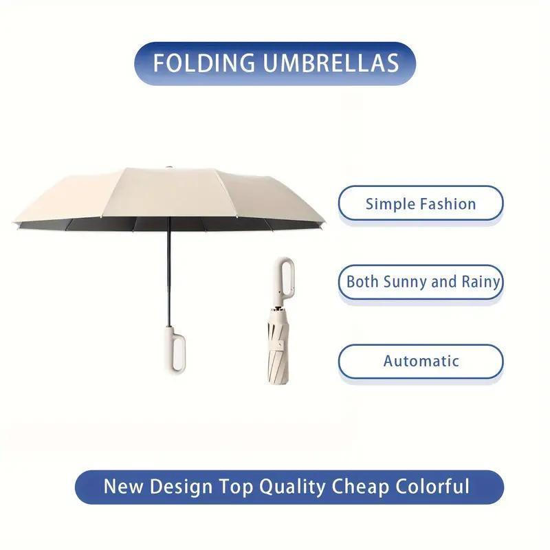 Fully Automatic 20-ribbed Sun Umbrella, 1 Count Portable Foldable Umbrella with Hook, Dual-purpose Sunscreen & Rain Umbrella for Men & Women,  Folding Umbrella