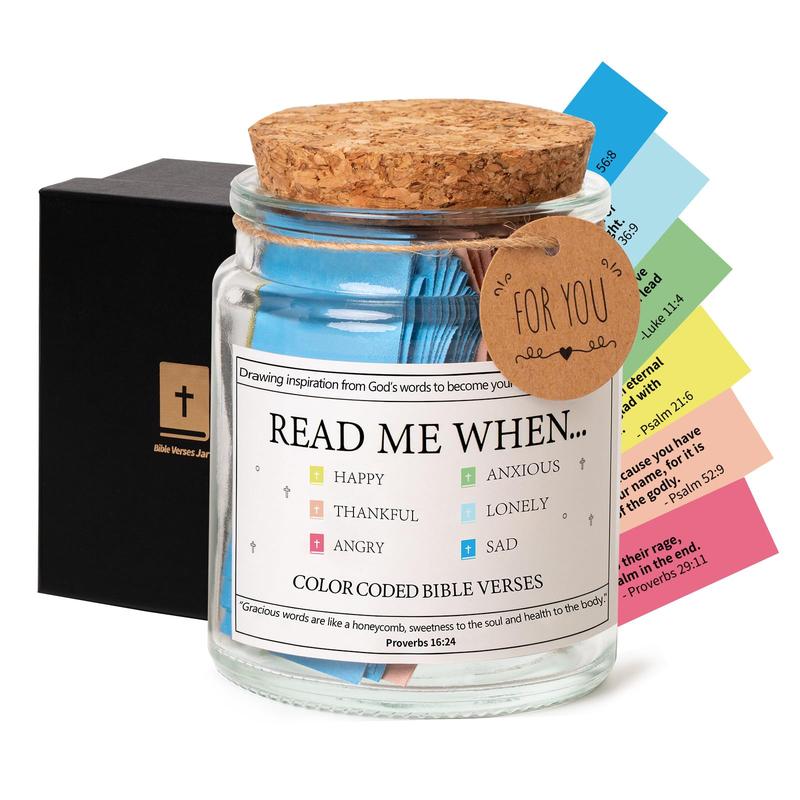 Bible Verse Jar,Read Me When Bible Verses Jar for Emotions and Feelings,Scripture Prayer Cards Hope Jar,Religious Graduation Gift,Bible Study Church Christian Gifts for Women Men Mom Dad Friend