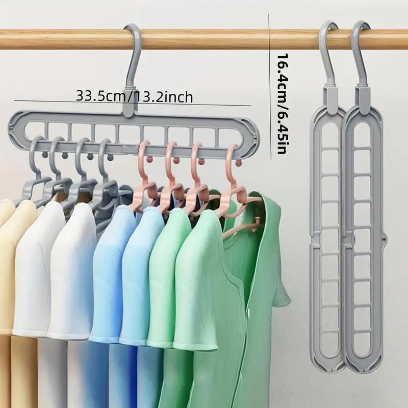 Plastic 9-hole Foldable Hanger, 5 Counts Space Saving Clothes Organizer Hanger, Storage for Bedroom, Home Organizers for Clothing Stores, Home & Dorm Storage