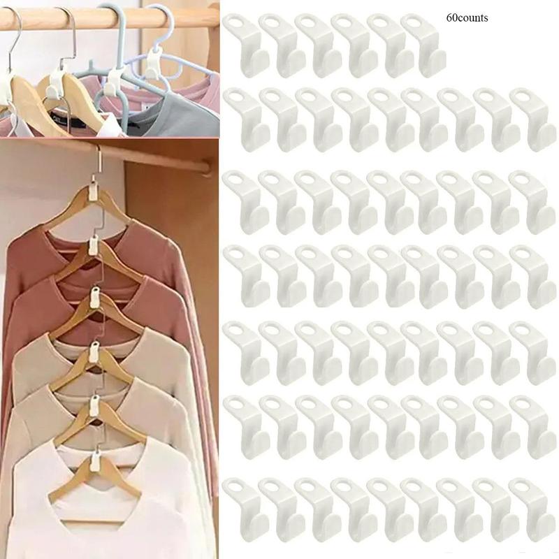 60pcs Solid Color Wardrobe Clothes Hanger Connector Hook, Cascading Hanger Hook, Space Saving Organizer for Closet