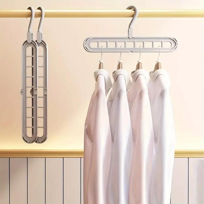 Plastic 9-hole Foldable Hanger, 5 Counts Space Saving Clothes Organizer Hanger, Storage for Bedroom, Home Organizers for Clothing Stores, Home & Dorm Storage