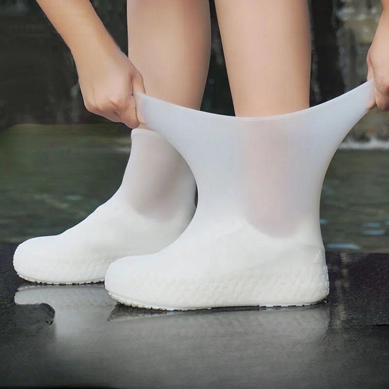 1 Pairs Outdoor Latex Rain Boots Waterproof Shoe Cover Reusable Rain Prevention Multiple Colors Durable Rubber Unisex