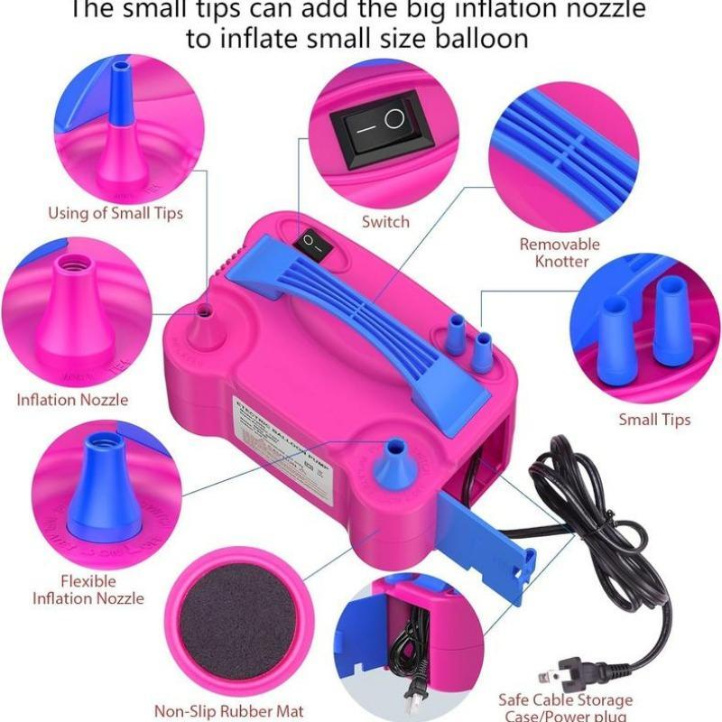 Electric Balloon Pump, 1 Set Portable Dual Nozzle Electric Blower Inflator with Bundling Tools, Party, Sport, Balloon Inflator for Party Decorations