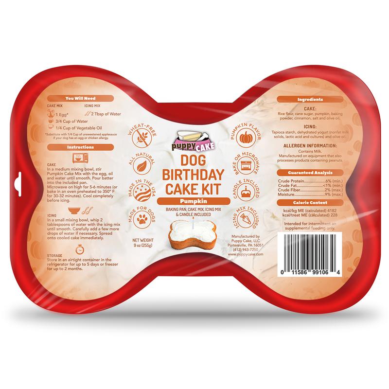 Puppy Cake Dog Birthday Cake Kit - Includes Cake Mix, Icing Mix, Red Bone-Shaped Baking Pan and 1 Candle