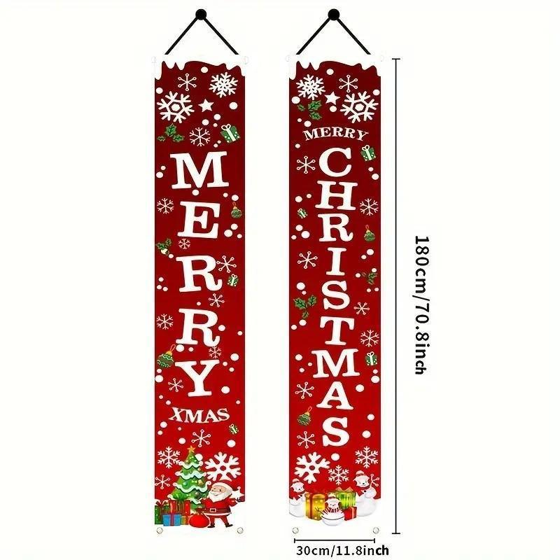 Christmas Themed Door Banner, 1 6 Pairs set Merry Christmas Door Hanging Banner, Outdoor & Indoor Decoration for Front Porch, Patio, Garage & Home