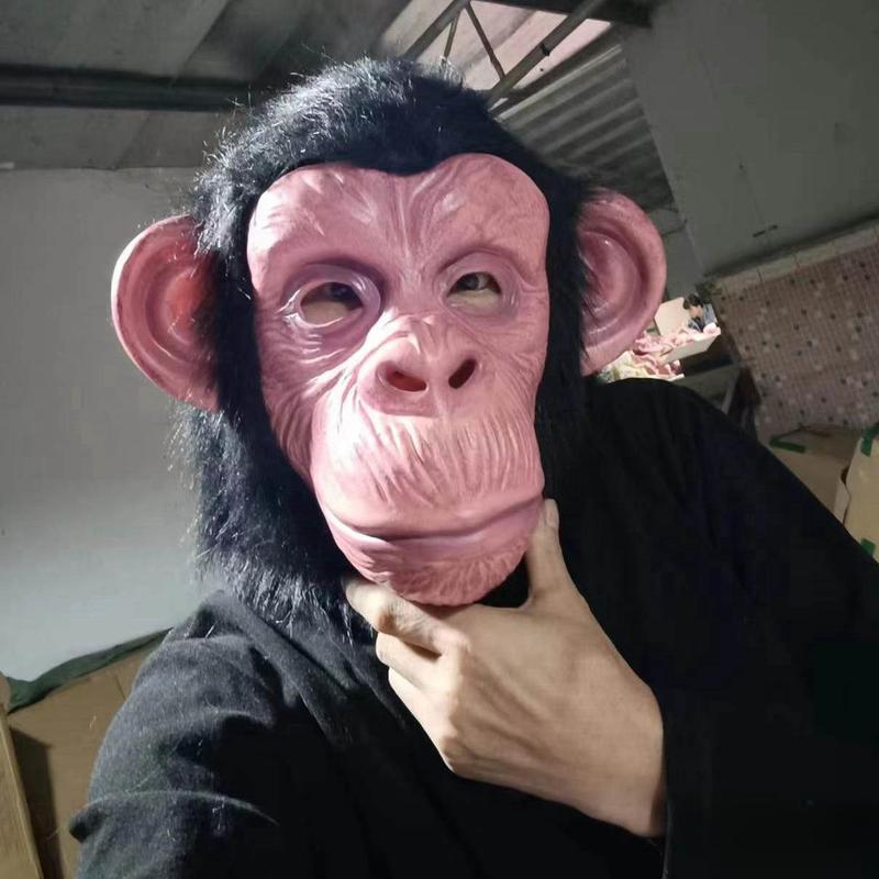 Halloween Monkey Face Latex Mask, 1 Count Funny Animal Full Face Headgear, Halloween Decor Halloween Cosplay Props for Party, Festive & Party Supplies