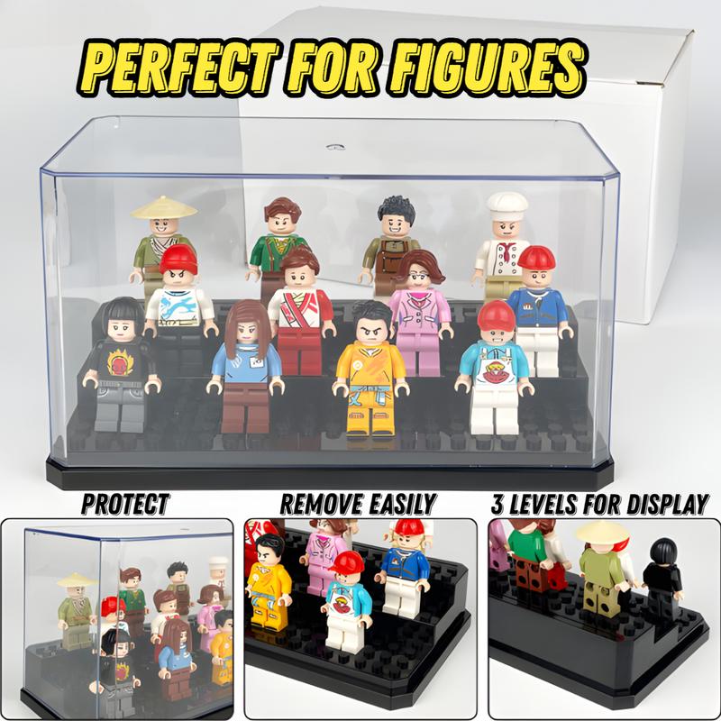 Display Case for Minifigure Action Figure Blocks, Dustproof Display Box Case, Collectibles Display, ShowCase Display, Minifigures Display, Clear Design, Stackable Display