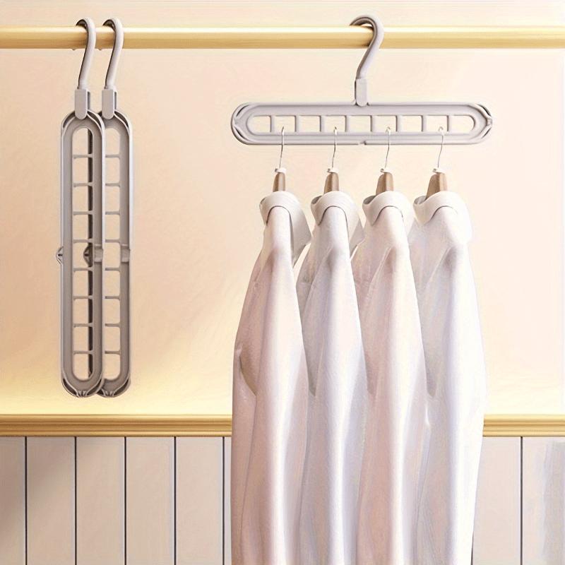 3-Pack Heavy Duty Foldable 9-Hole Space Saver Plastic Hanger Set - Premium Organizer for Closet, Wardrobe, Home & Dorm