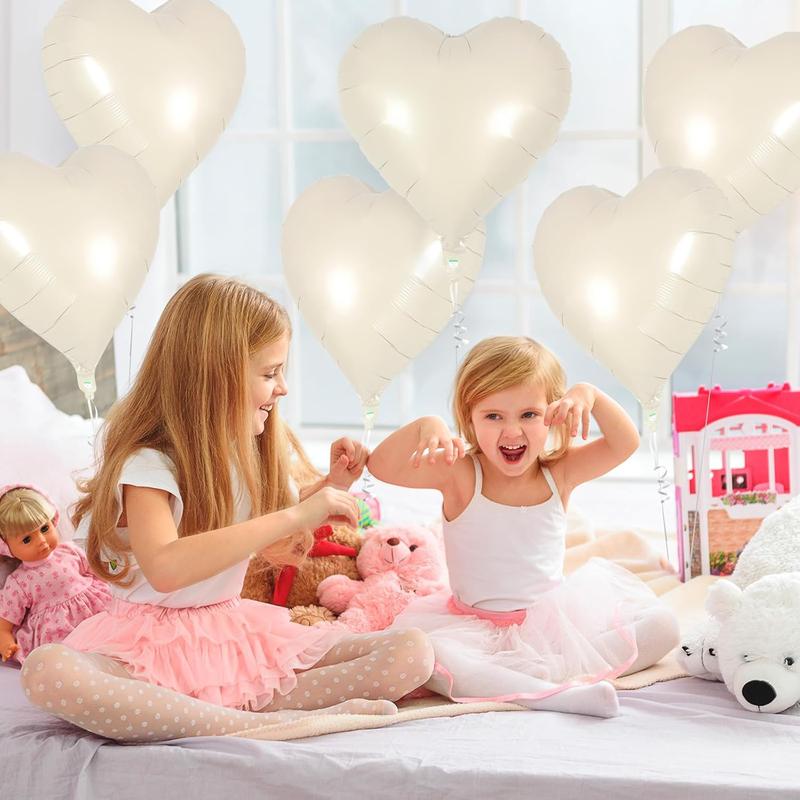 12 count Cream Heart Balloons,18 Inch Cream White Heart Shape Foil Balloons Love Balloons Valentine Balloons for Birthday Party Wedding Engagement Party  Shower Valentine Day Decorations (cream)