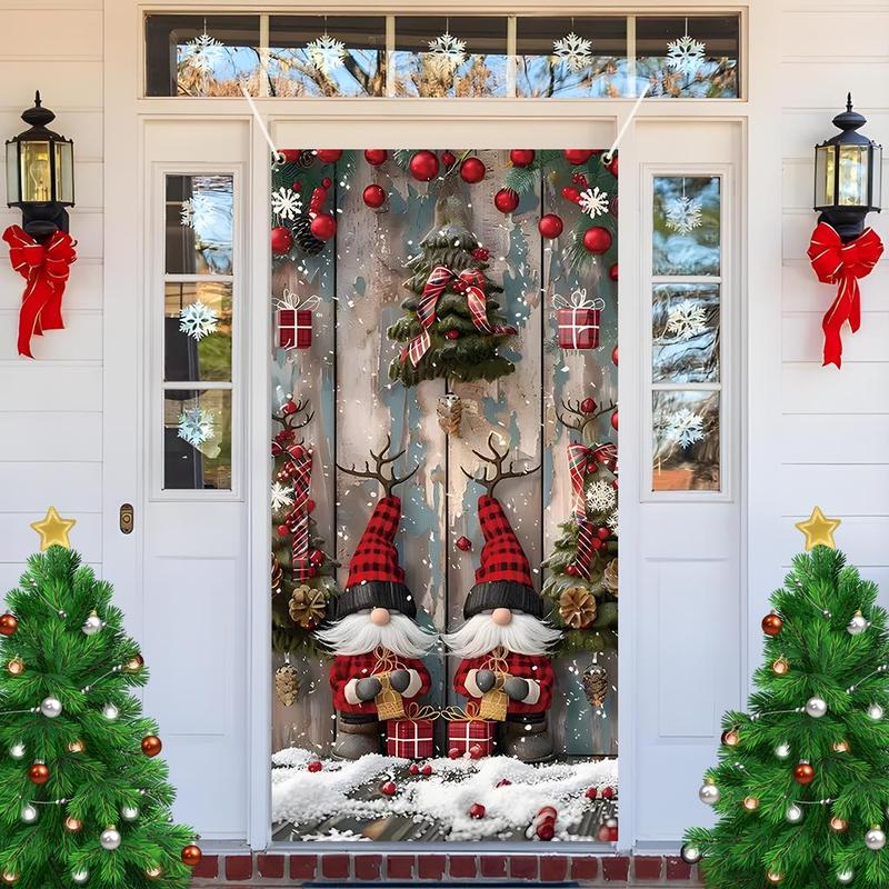 Christmas Eve Themed Door Banner, 1 Count Vintage Door Hanging Banner with 4 Grommets, Festive & Party Supplies for Home Living Room Bedroom