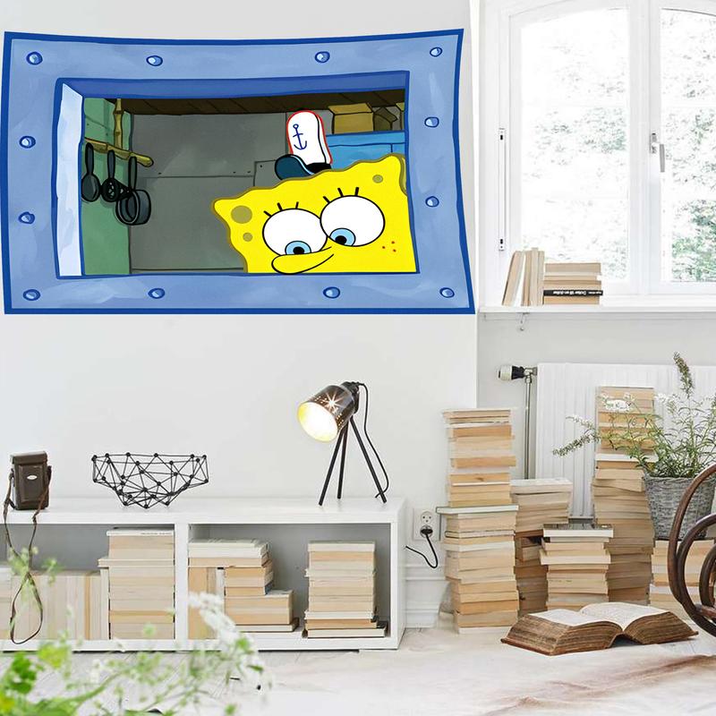 spongebob cartoon 3x5 Feet Banner Funny Poster Durable polyester Cool Flag Man Cave Wall Decor withBrass Grommets for College Dorm Room Bedroom party