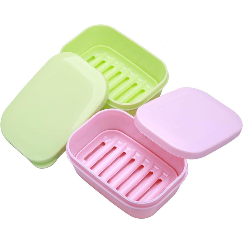 Soap Travel Container Portable Soap Case Leakproof Soap Box Soap Saver Dish Soap Bar Holder for Camping, Outdoor, Bathroom, Shower, Gym, Hiking (2count-Pink, Green)