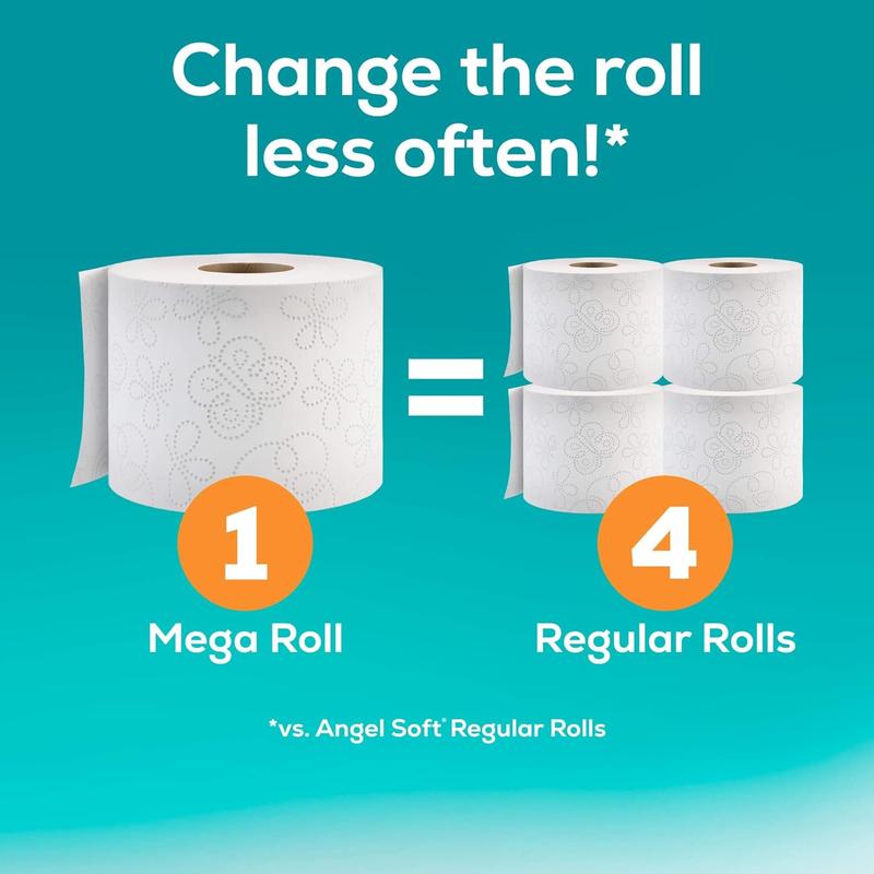 Angel Soft Toilet Paper, 16 Mega Rolls = 64 Regular Rolls, Soft and Strong Toilet Tissue Georgia-Pacific