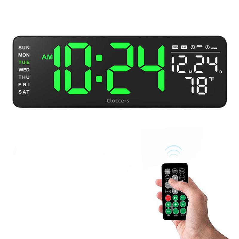 USB battery Powered Digital Wall Clock Excluded Battery, 1 Count Auto Dimmer LED Desktop Clock with Remote, Home Decor for Bedroom Living Room