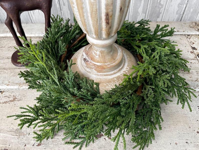 Authentic Artificial Real Touch Juniper Mini Wreath. Chair. Cabinet. Candle Wreaths. Christmas. Holiday. Multi Item Discount.