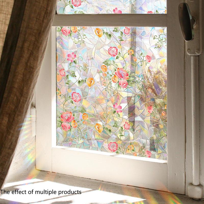 Floral Pattern Window Sticker, Self Adhesive Decorative Window Film, Removable Window Flower Design  Decal, Flower Design Window Glass Decoration for Living Room & Bedroom, Fall Decor