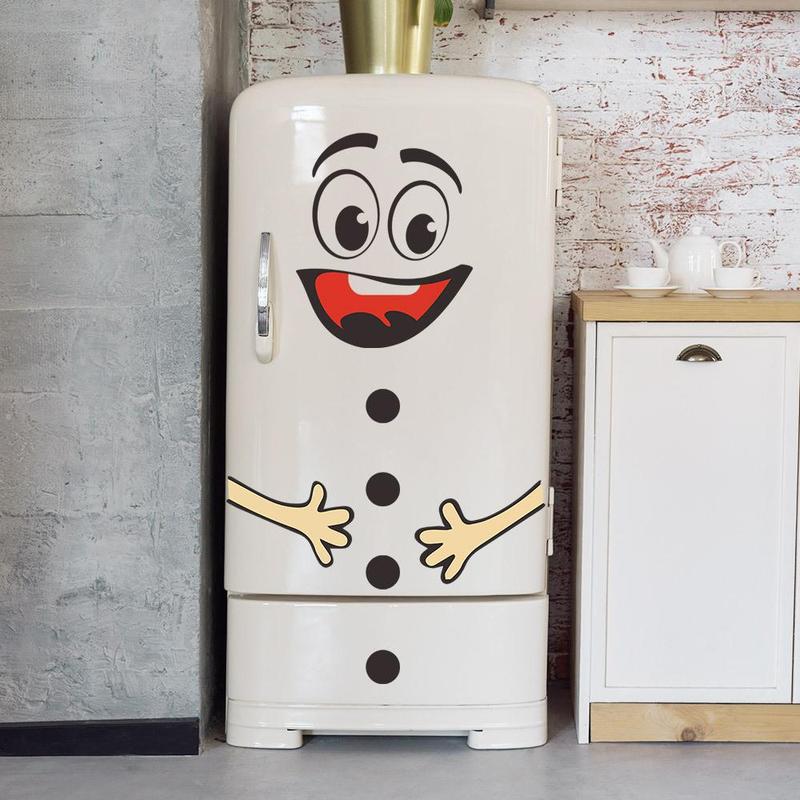 Cartoon Happy Face Pattern Refrigerator Sticker, Cute Self Adhesive Fridge Sticker, Decorative Sticker for Home Kitchen