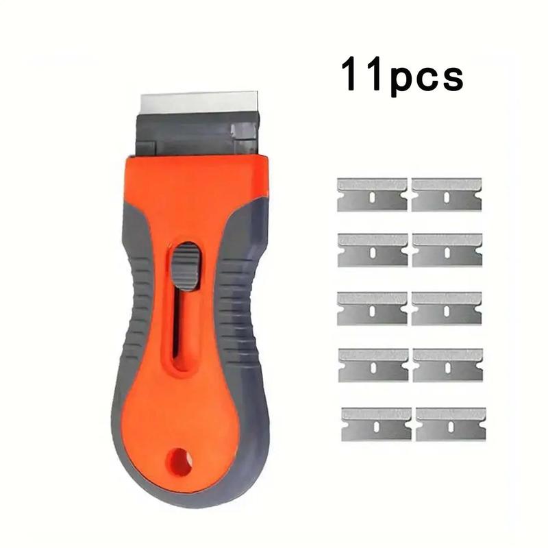 Retractable Cleaning Scraper with Replacement Head, Telescopic Adjustable Cleaning Scraper Tool for Removing Labels, Stickers, Decals and Paint from Glass and Stove, Cleaning Scraper Tools