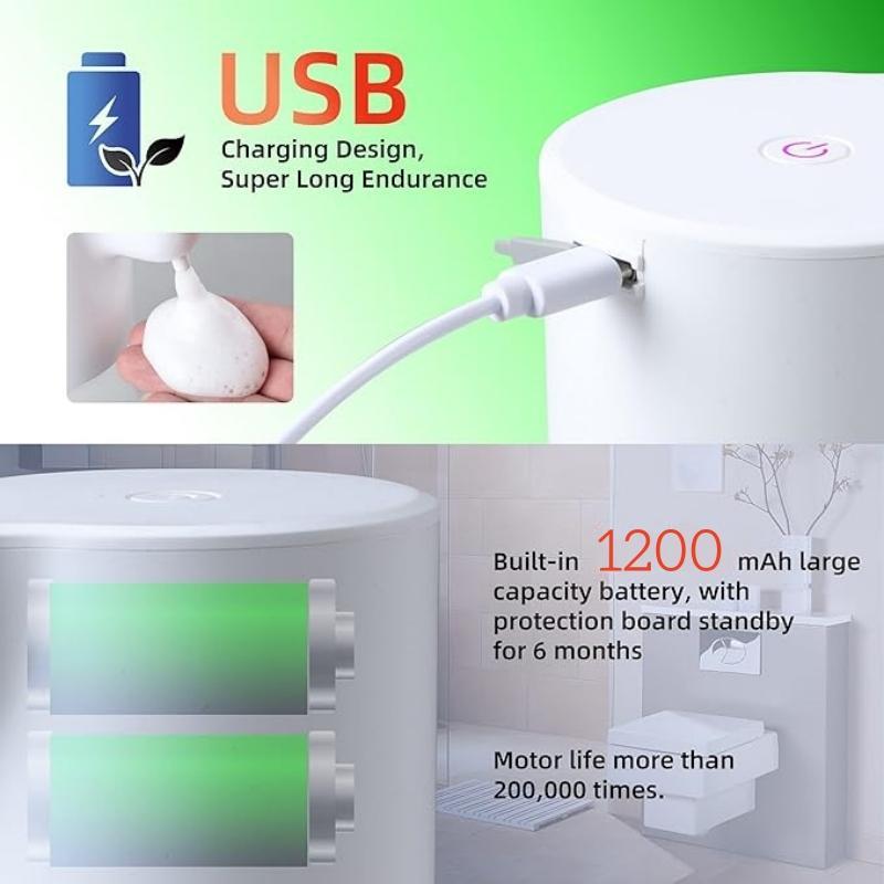 Automatic Foaming Soap Dispenser, 1 Count USB Rechargeable Infrared Sensor Soap Dispenser, 4 Level Adjustable Soap Dispenser for Kitchen & Bathroom