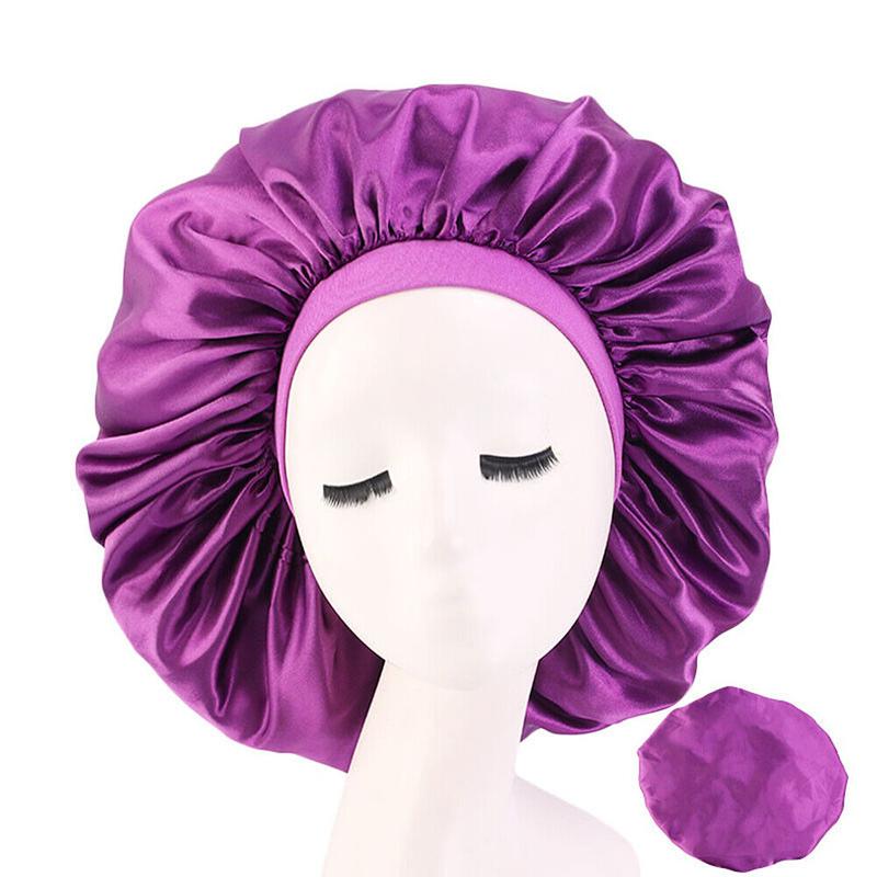 Extra Large Long Hair Care Satin Bonnet Cap Night Sleep Hat Head Wrap Cover Shower Silk