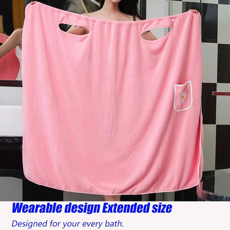 Coral Fleece Plus Size Wearable Bath Towel with Adjustable Wrap for Women After Shower - Home Hotel Sauna Beach Pool Gym Travel Cotton Cover Cozy