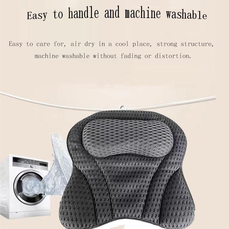 Bathtub Mesh Massage Pillow, Solid Color Breathable Anti-slip Shower Pillow, Comfortable SPA Non-slip Neck and Back Cushion with Suction Cup, Bath Shower Accessories