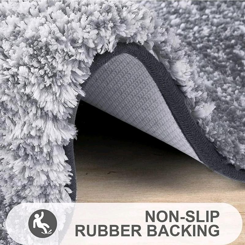 Bathroom Rug Mat 24x16, Extra Soft and Absorbent Microfiber Bath Rugs, Non-Slip Plush Shaggy Bath Carpet, Machine Wash Dry, Bath Mats for Bathroom Floor, Tub and Shower, Grey