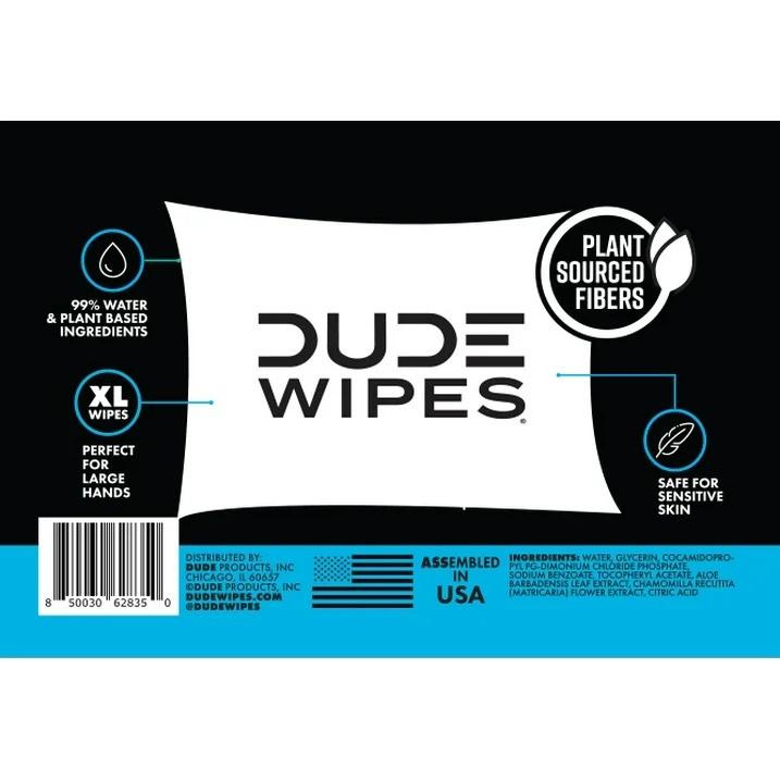 DUDE Wipes Unscented XL Flushable Wipes, 6 Flip-Top Packs Case, 48 Wipes per Pack, 288 Total Wipes Toilet Aloe Vera