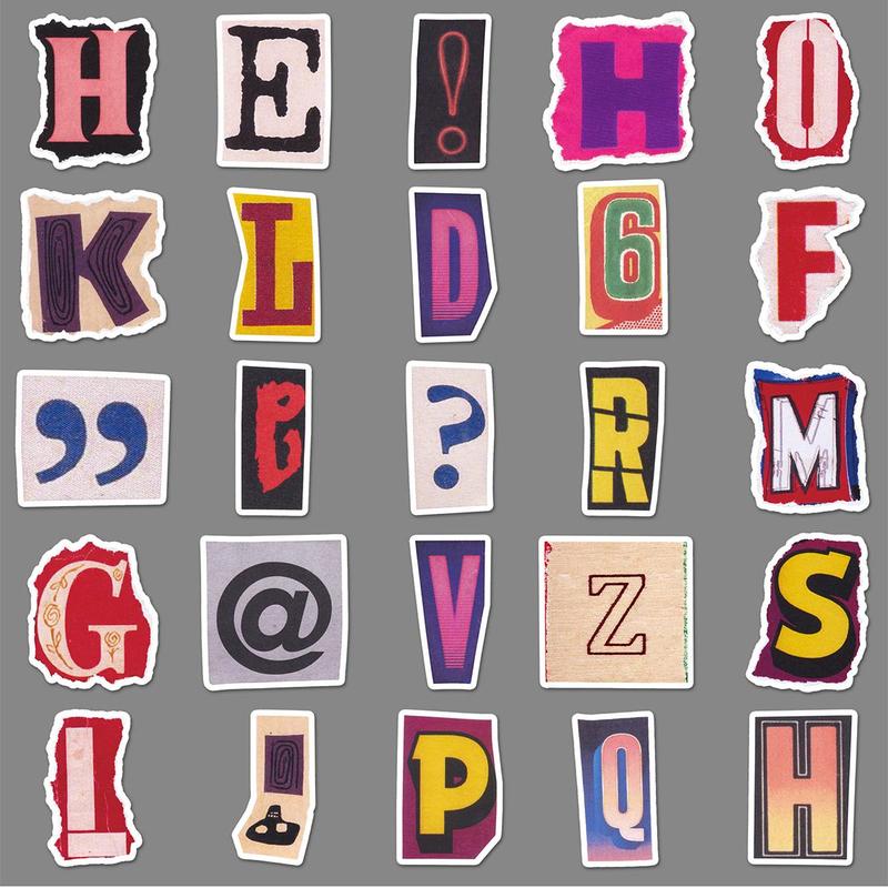 Letter & Number Pattern Sticker, 100pcs set Cartoon Graffiti Sticker, Waterproof Self Adhesive Decor Paper for Gift Greeting Card & Water Bottle & Bag