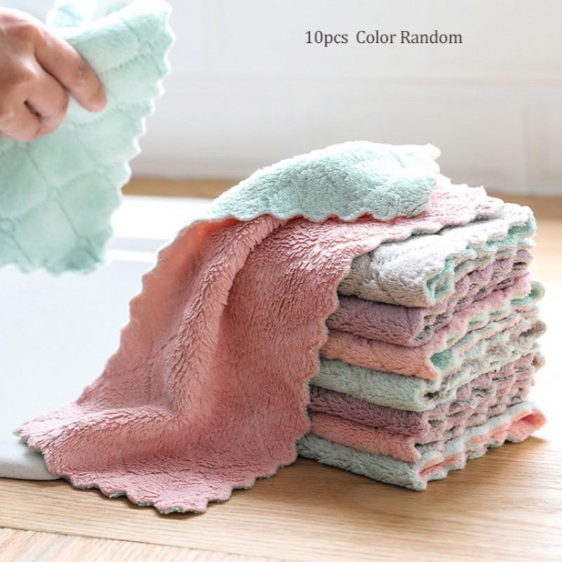 Random Color Dish Cleaning Cloth, 10 20 30pcs Kitchen Cleaning Rag, Kitchen Dishwashing Towel, Reusable Kitchen Dish Cloth, Practical Kitchen Gadgets, Kitchen Accessories,  Cleaning Gadgets for Home,  Household Cleaning Supplies