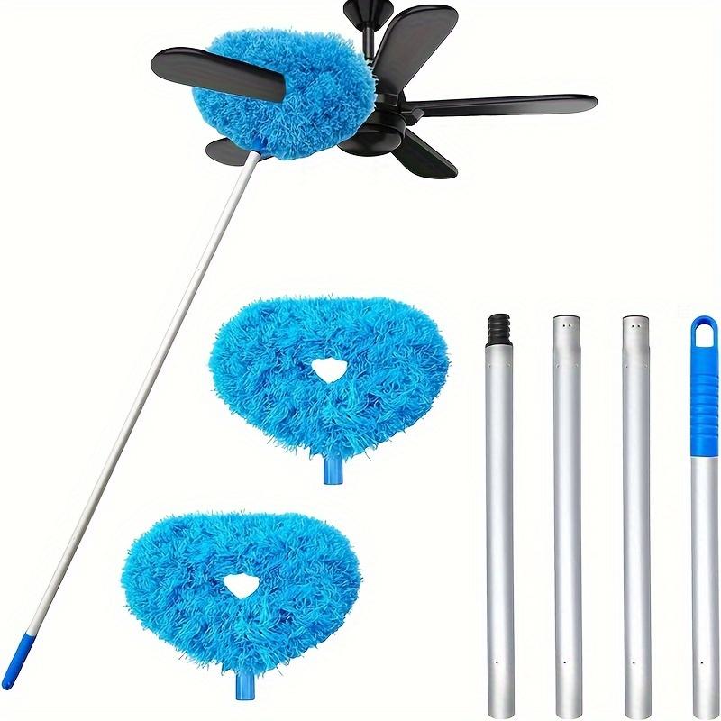 Telescopic Ceiling Fan & Dusting Brush Cleaner, Washable Microfiber Duster with Extension Rod for High Ceilings, Furniture, Blinds, Cars (Blue)