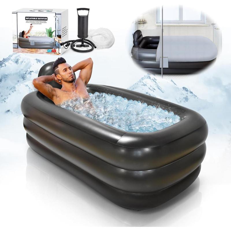 Portable Bathtub Adult,Ice Bath Tub For Athletes,Inflatable Bathtub Including Air Pump,Easy To InflateDrainage,Cold Plunge Tub,Portable Tub For Home ,Hot BathIce Bath (dark grey)