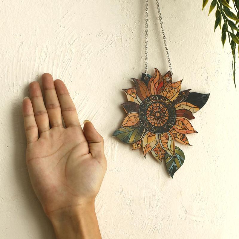 Sunflower Design Hanging Decor, 1 Count Colorful Acrylic Hanging Ornament, Boho Style Wall Decor for Home Living Room Bedroom