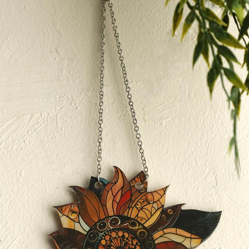 Sunflower Design Hanging Decor, 1 Count Colorful Acrylic Hanging Ornament, Boho Style Wall Decor for Home Living Room Bedroom