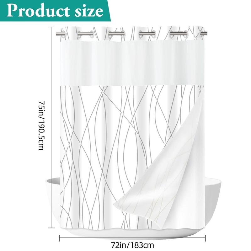 Curve Stripe Pattern Shower Curtain, 1 Count Modern Waterproof Shower Curtain, Bathroom Partition Curtain for Home Hotel Salon Dormitory Decor