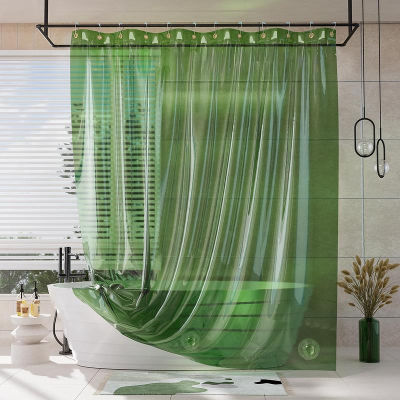 AmazerBath 8G Shower Curtain Liner, 100% EVA Soft Plastic Shower Curtain, Waterproof Luxury Shower Curtain for Bathroom Decor