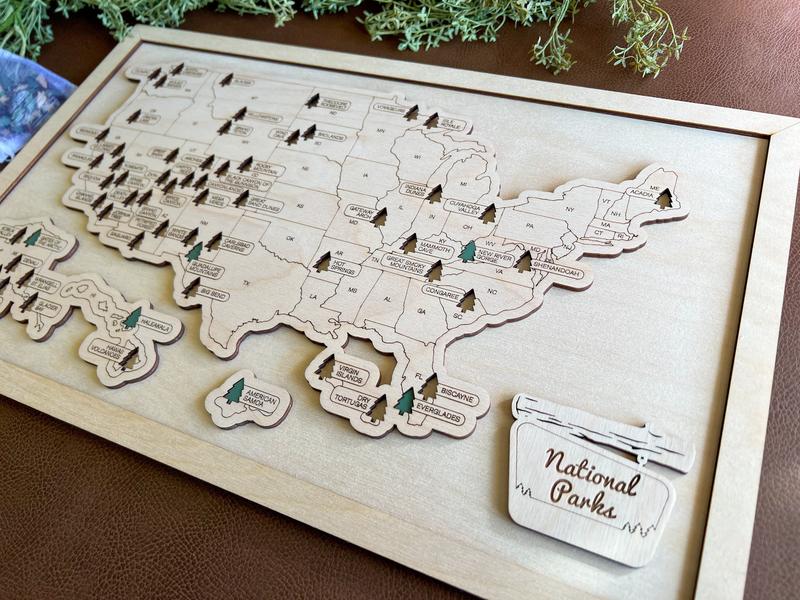 NATIONAL PARK - Bucket List Travel Map, National Parks Gift, Gift for Camper, Travel Map Decor Decoration