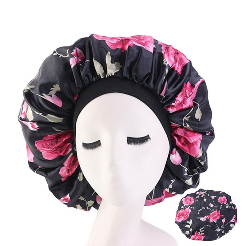 Extra Large Long Hair Care Satin Bonnet Cap Night Sleep Hat Head Wrap Cover Shower Silk