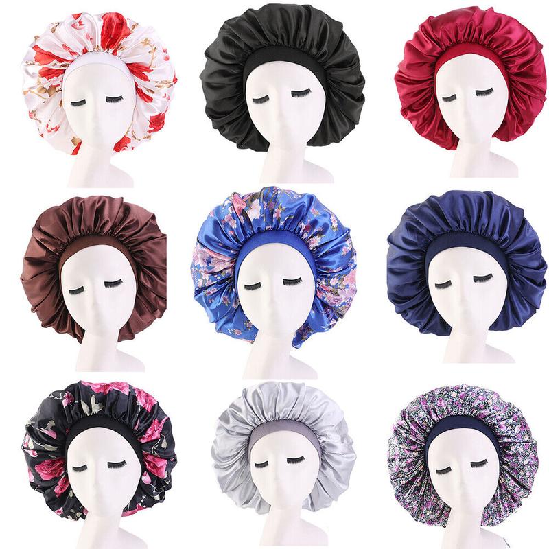 Extra Large Long Hair Care Satin Bonnet Cap Night Sleep Hat Head Wrap Cover Shower Silk